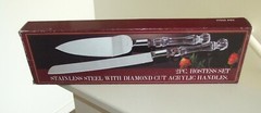 Vintage Wedding 2 Pc Hostess Set – Stainless Steel, Diamond Cut Acrylic Handles