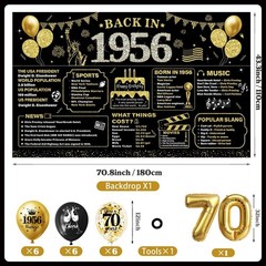 70th Birthday Decorations for Men – Black Gold Party Supplies Set