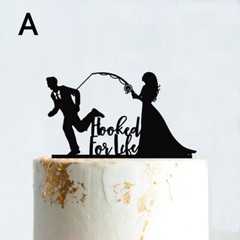 4 Styles Funny Fishing Hunting Wedding Cake Topper Decoration Groom & Bride