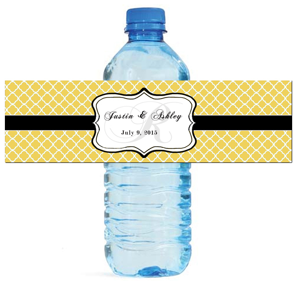 100 Custard Monogram Wedding Anniversary Engagement Party Water Bottle Labels 8″