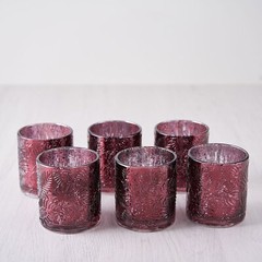 6 pcs 3″ Metallic Leaves Design Mercury Glass Votive Candle Holders Wedding