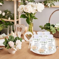 Unique 50 Sets Wedding Favors: Rustic Keychains with Thank You Cards & Bags