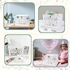OurWarm DIY White Wedding Card Box with Lock PVC Card Box Graduation Card Box