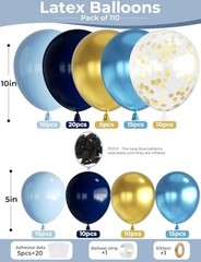 Navy Blue and Gold Balloons Garland Arch Kit, Father Day Balloon Navy Blue Gold