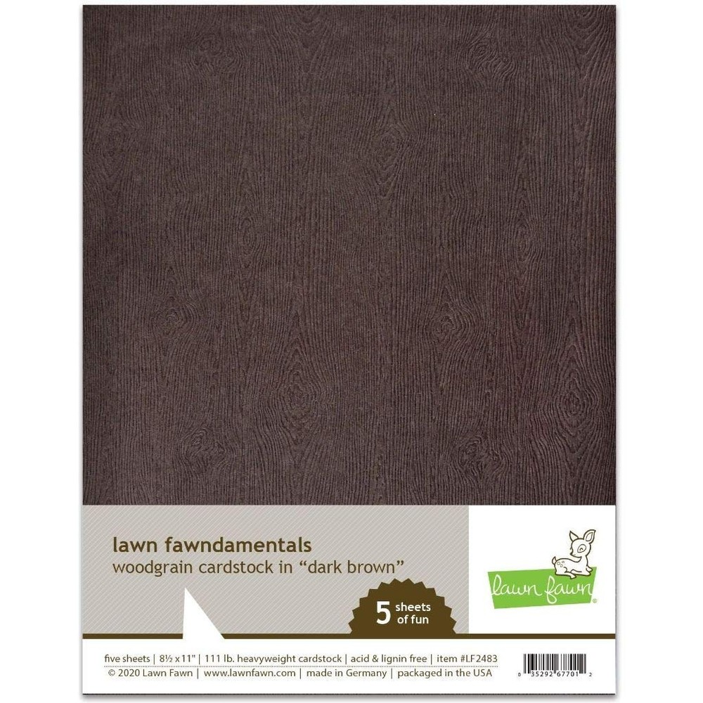 Lawn Fawn LF2483 Woodgrain Cardstock – Dark 8.5 x 11 inches, White,Brown