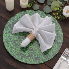 Green 6 Round 13″ Boxwood Leaf Print Cardstock Paper Placemats Party Decorations
