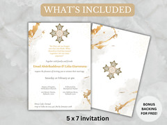 Gold Orthodox Wedding Invitation Template w/ Orthodox Cross & Religious Quote