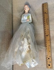 Vintage Chalk Ware? Bride Wedding Cake Topper UNIQUE Approx 11 inches tall