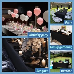 Black Spandex Table Covers for 6 Foot Tables – 6 FT Universal Rectangular Fit…