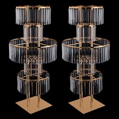 Gold+Clear 2PCS Flower Stand, Crystal Flower Stand, 5-tier Crystal Flower Stand