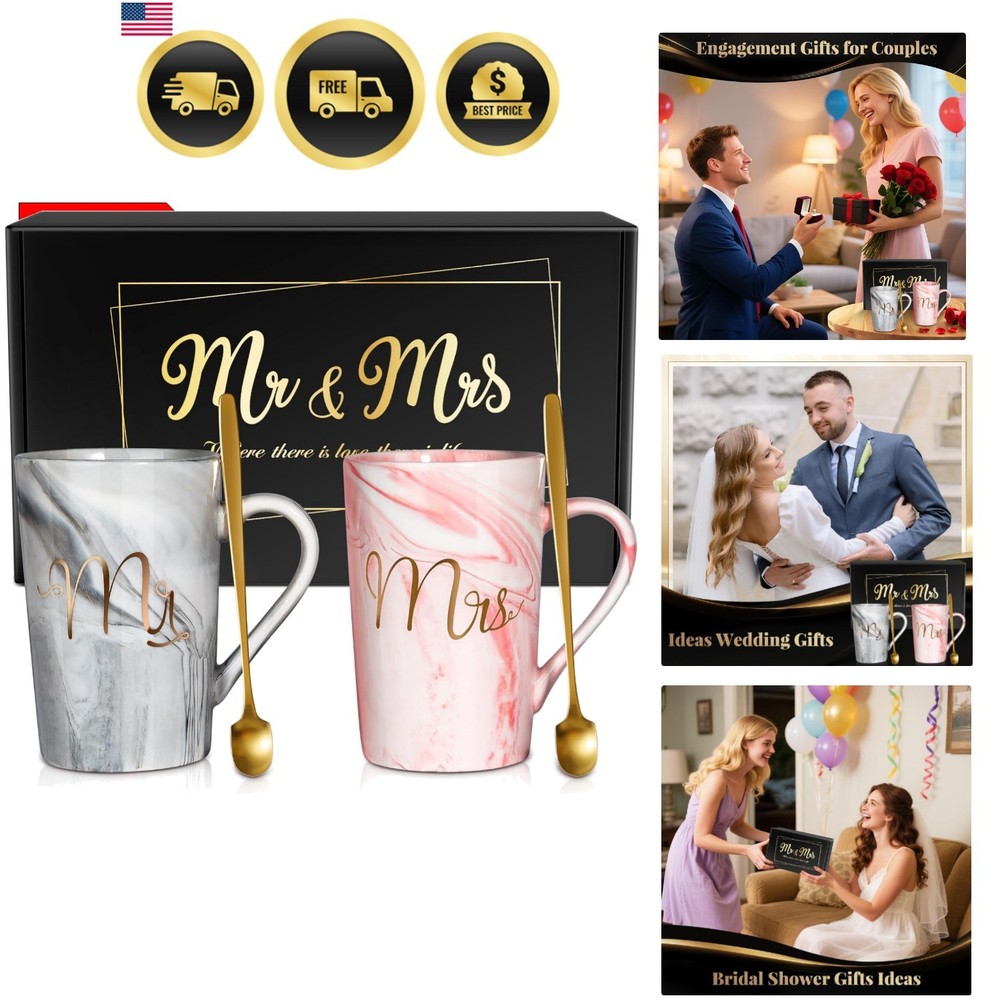 Wedding Gifts for Couples 2026 Mr and Mrs Mug Set Bridal Shower Engagement Ch…