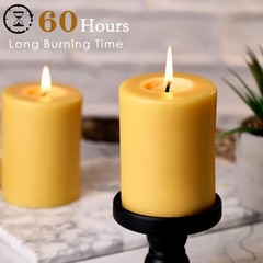 Mosroad Candles Pillar 3X4 Inch 4 Pack Non Toxic Bees Wax Candle For Home Decor