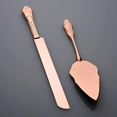 Rose Gold Engravable Cake Knife & Server Set for Engraving, Rose Gold Wedding