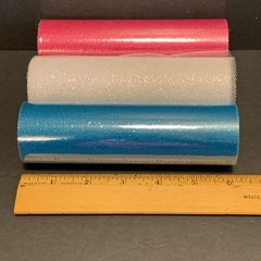 Lot of 3 Glitter Tulle 6” X 3 Yards White Blue Pink Craft