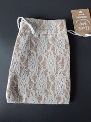 Rustic Chic Burlap and Lace Favor Bag Wedding Engagement Shower Party Gift Jute