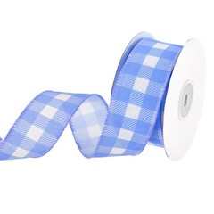 Plaid Check Ribbon, 1.5 Inch x 10 Yards Gingham Ribbon, Blue