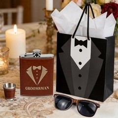 55 Pcs Groomsmen Proposal Gifts Including Empty Flasks Funnels Cocktail Glasses