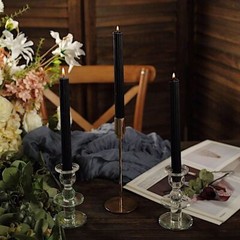 BLACK 5 Ribbed Design 9″ Unscented Premium Wax Taper CANDLES Party Decorations