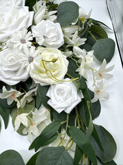 Artificial Arch Flowers Kit, 2Pcs Artificial Flower Arch Decor 2 Drapes Ivory