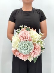 Pink & Sage Green Bridal Bouquet, Pastel Wedding Flowers, Blush Bouquet