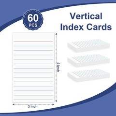 60 Pack 3 x 5 Index Cards Vertical Ruled Thick White Index Cards Lined Flash …