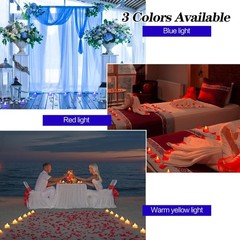 KOABY 2000pcs Blue Artificial Rose Petals with 24pcs Blue LED Tea Lights Kit, fo