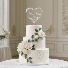Coucoland Mr and Mrs Cake Topper 5.4 inches x 3.3 x 8.1 inches, White