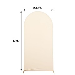 6 ft BEIGE Matte Fitted Spandex Round Top Arch Backdrop STAND COVER Party