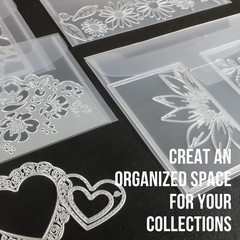 6PCS Scrapbook Paper Storage and 30 Pieces 7X5 Inches Clear Stamp & Die Plastic