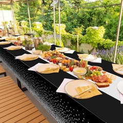 3Pcs Black and Silver Tablecloth Party 3 Pack,