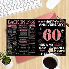 60th Anniversary Card for Women Men, Diamond Wedding Card for Wife Husband, S…