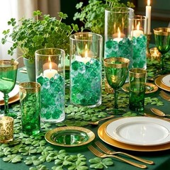 570 Pcs 5 Sizes St Patricks Day and Clear Fake Crushed Ice Rocks Irish Green