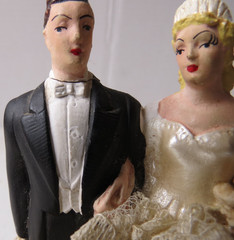 Vintage 1950s Wedding Cake Topper Bride Groom