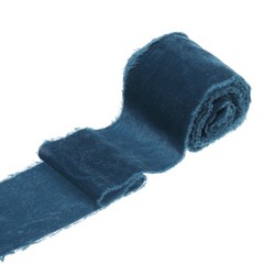 1 Roll Velvet Ribbon, 3 Inch x 3 Yard Silk Frayed Ribbon, Ocean Blue