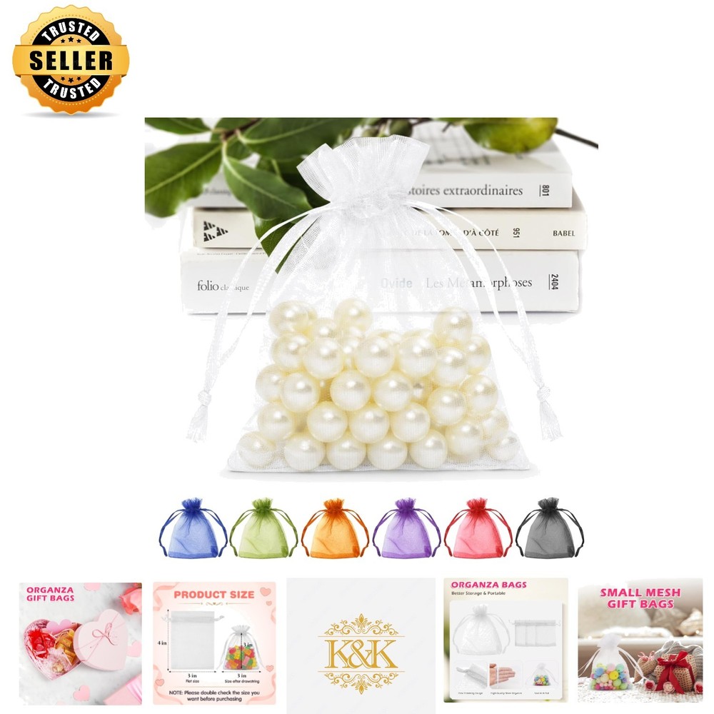 50 Count White Organza Drawstring Bags 3×4 – Luxurious Gift Packaging Solution