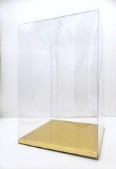 24 PCS 4x4x4-1/2″ Party Wedding Favor Tuck Top Clear PVC Box W/ Gold Card Bottom