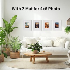 8×10 White Picture Frame with Double White Mat 4 Pack, 8 by 10 Family Wedding…