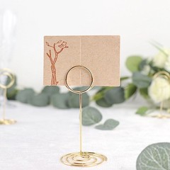 Gold 10 Sign Holders 3.5″ Circle Place Card Metal Table Number Stands Events