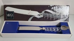 Mikasa Two-Piece Silver Plated Cake Server & Cake Knife Set Glass Handles Boxed