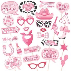 Western Themed Photo Booth Props – 27 Pcs Let’s Go Selfie Props Favors