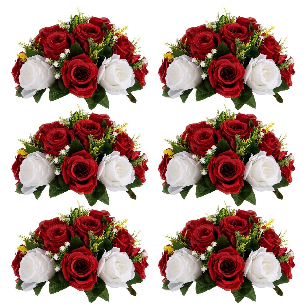 Sziqiqi Red Fake Flowers for Wedding Centerpiece Kissing Flower Balls for Tab…
