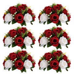 Sziqiqi Red Fake Flowers for Wedding Centerpiece Kissing Flower Balls for Tab…