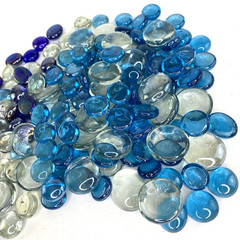 Multi-Color Decorative Glass Beads Vase Filler Round Flat 2lbs+ Mixed Sizes
