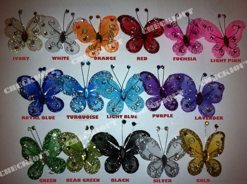 10 PCS 5″ – Organza Tulle Butterflies Craft Wedding Party Flora DIY Decoration