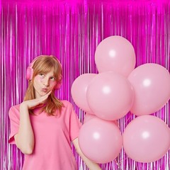 Hot Pink Party Streamers Backdrop – GREATRIL Shiny Fuchsia Tinsel Foil Fringe…