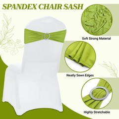 Mds Pack Of 50 Spandex Chair Sashes Bow Premium Stretch Chair Cover Band Buckle