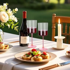 12 Pack 10 Oz Clear Plastic Wine Glasses with Stem – Disposable Cocktail Pink