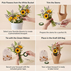 47PCS Flower Bar Buckets Set, Bloom Bar Supplies with Buckets, Wooden Sign, Kraf