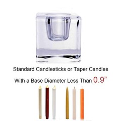 Aglary 4PCS Square Glass Taper Candle Holders for Table Transparent 4pcs