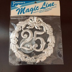 Vintage New 25th Anniversary Cake Topper Silver by Magic Line